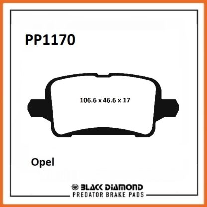 Opel Astra K (15 ->>) 1.4  Rear Black Diamond brake Pads PP1170 - Afbeelding 2