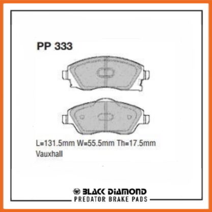 Opel Tigra (04 ->>) 1.8 16v Front Black Diamond brake Pads PP333 - Afbeelding 2