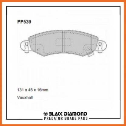 Opel Agila (00 -> 08) 1.2 12v Front Black Diamond brake Pads PP539 - Afbeelding 2