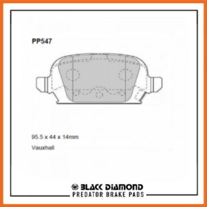 Opel Tigra (04 ->>) 1.8 16v Rear Black Diamond brake Pads PP547 - Afbeelding 2