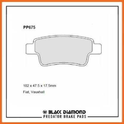 Fiat Punto Evo  (2010 ->) (10 ->>) 1.4 16v Turbo Rear Black Diamond brake Pads PP675 - Afbeelding 2