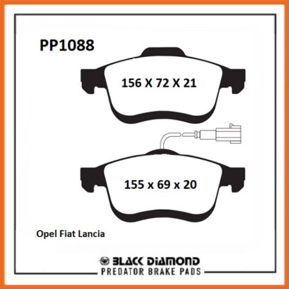 Fiat Doblo  (10 ->) (10 ->>) 2.0 D Multijet Front Black Diamond brake Pads PP1088 - Afbeelding 2