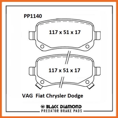 Dodge Journey (08 ->>) 2.0 CRDi Rear Black Diamond brake Pads PP1140 - Afbeelding 2