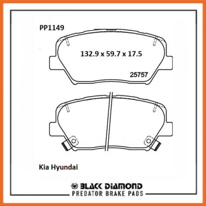 Kia Carens Mk4  (12 ->) (12 ->>) 1.7 CRDi Front Black Diamond brake Pads PP1149 - Afbeelding 2