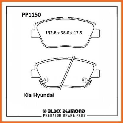 Kia Optima (TF) (12 ->>) 2.0 Fitted 16" Wheels Front Black Diamond brake Pads PP1150 - Afbeelding 2