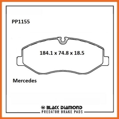 Mercedes Vito  (V-Class) (W447) (14 ->>) 1.6 Front Black Diamond brake Pads PP1155 - Afbeelding 2