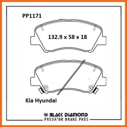 Kia Rio  Mk IV (17->>) 1.4 CRDi Front Black Diamond brake Pads PP1171 - Afbeelding 2