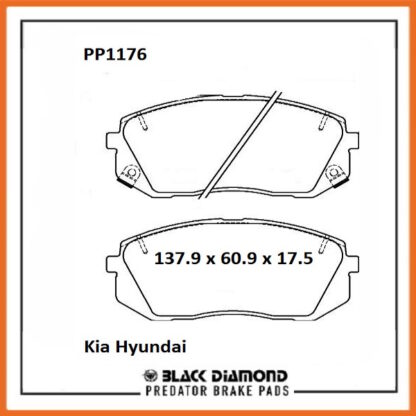 Kia Cee'd  (12 ->) (13->16) 1.6 GT Front Black Diamond brake Pads PP1176 - Afbeelding 2