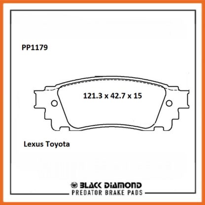 Toyota Rav 4  Mk5 (18->>) 2.5 Hybrid Rear Black Diamond brake Pads PP1179 - Afbeelding 2