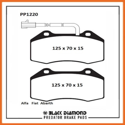 Fiat 595 (12->>) 1.4 Abarth Front Black Diamond brake Pads PP1220 - Afbeelding 2