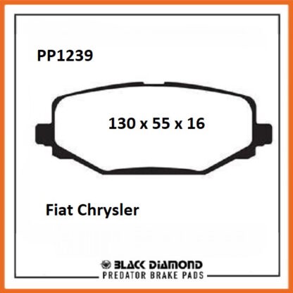 Chrysler Grand Voyager  (08 ->) (10/11->>) All Models  Rear Black Diamond brake Pads PP1239 - Afbeelding 2