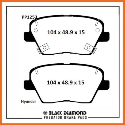 Kia Pro Cee'd (18->) (18->>) 1.6 CRDi Without Electric Handbrake Rear Black Diamond brake Pads PP1253 - Afbeelding 2