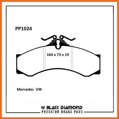 Mercedes Sprinter  (95-06) (00 ->>) 408CDi /411CDi /413CDi /416CDi  Front Black Diamond brake Pads PP1024 - Afbeelding 2