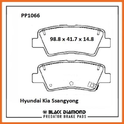 Kia Rio  Mk3 (11 ->) (11 ->>) All Models Rear Black Diamond brake Pads PP1066 - Afbeelding 2