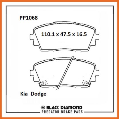 Kia Picanto  (TA)(2011 ->) (11 ->>) 1.0 Front Black Diamond brake Pads PP1068 - Afbeelding 2