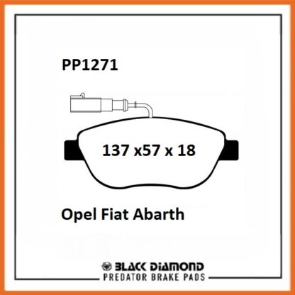 Fiat 595 (12->>) 1.4 Abarth Front Black Diamond brake Pads PP1271 - Afbeelding 2