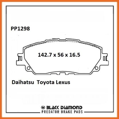 Toyota Rav 4  Mk5 (18->>) 2.5 Hybrid Front Black Diamond brake Pads PP1298 - Afbeelding 2