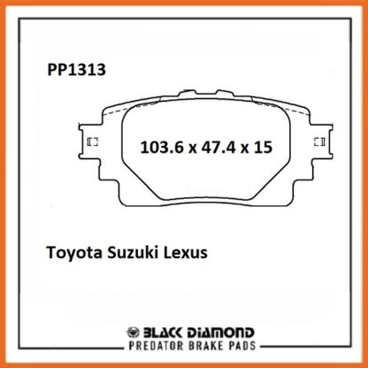 Toyota Rav 4  Mk5 (18->>) 2.5 Hybrid Rear Black Diamond brake Pads PP1313 - Afbeelding 2