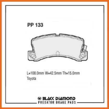 Lexus RX300  (98->03) 3.0 V6 4x4  MCU15 Rear Black Diamond brake Pads PP133 - Afbeelding 2