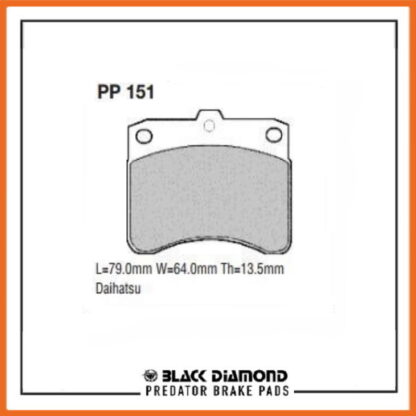 Daihatsu Hi-Jet (83->89) 850 Van/Pick-Up  S84 Front Black Diamond brake Pads PP151 - Afbeelding 2