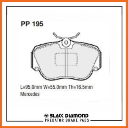 Mercedes 190/190E  (W201) (90->94) 1.8 Front Black Diamond brake Pads PP195 - Afbeelding 2