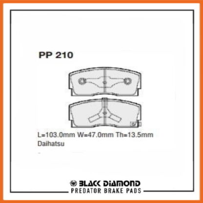 Daihatsu Charade  (87-93) (5/87->93) 1.0  G100 Front Black Diamond brake Pads PP210 - Afbeelding 2