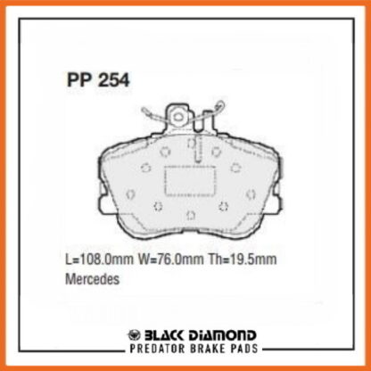 Mercedes C-Class (W202/T202)  (6/96->6/97) C230 2.3  Estate Front Black Diamond brake Pads PP254 - Afbeelding 2