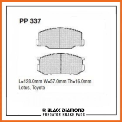 Lotus Excel (82->92) 2.2 Front Black Diamond brake Pads PP337 - Afbeelding 2