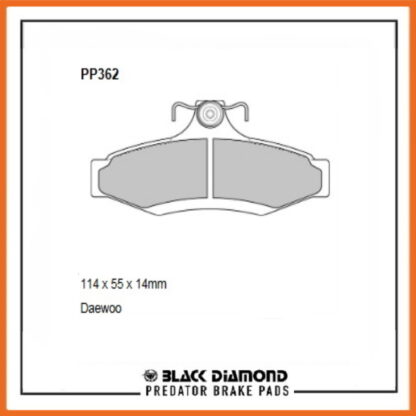 Daewoo Nubira  (97-03) (97->03) 2.0 16v Rear Black Diamond brake Pads PP362 - Afbeelding 2