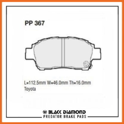 Toyota Yaris Mk1 (3/99 ->>) 1.0 16v SCP10 Front Black Diamond brake Pads PP367 - Afbeelding 2