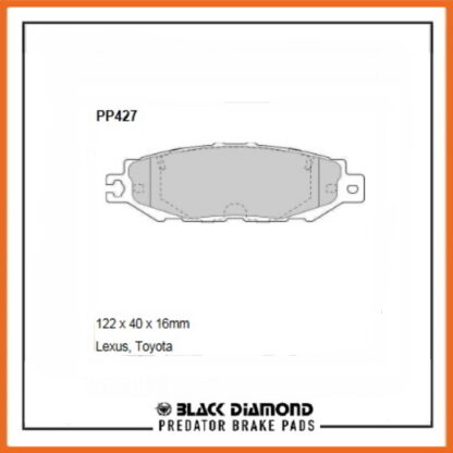 Lexus LS400  (8/92->10/94) 4.0 V8  UCF10 Rear Black Diamond brake Pads PP427 - Afbeelding 2