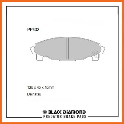 Daihatsu Charade  (93-00) (93->01) 1.3  G200 Front Black Diamond brake Pads PP432 - Afbeelding 2