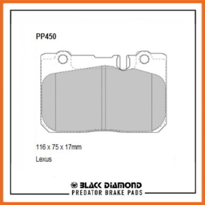 Lexus LS400  (10/94->97) 4.0 V8  UCF20 Front Black Diamond brake Pads PP450 - Afbeelding 2