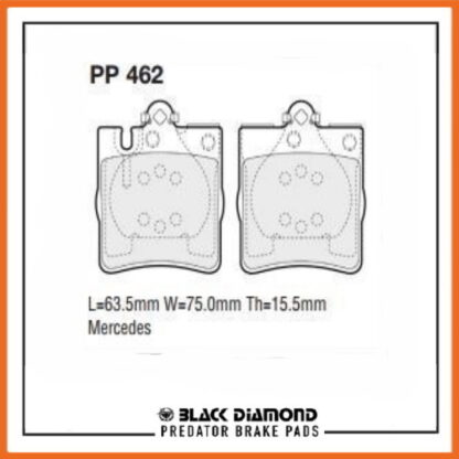 Mercedes CL-Class  (C215) (00->02) CL600 5.8 V12  Rear Black Diamond brake Pads PP462 - Afbeelding 2