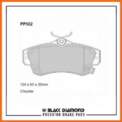 Chrysler PT Cruiser (00 ->>) 2.0  Front Black Diamond brake Pads PP502 - Afbeelding 2