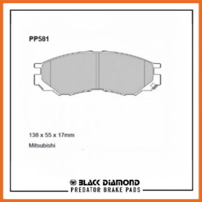 Mitsubishi L200 Pick-Up  (Mk3) (97->01) 2.5 D 2WD Pickup  74hp Front Black Diamond brake Pads PP581 - Afbeelding 2