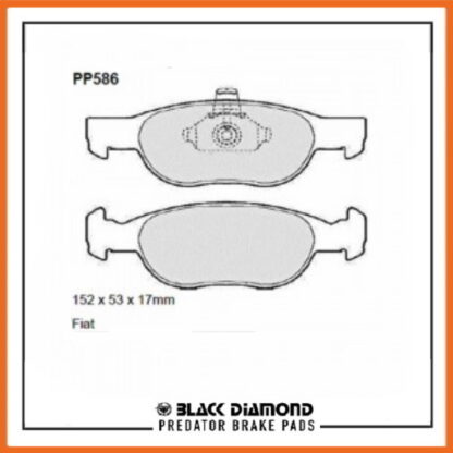 Fiat Punto  (99 ->) (99 ->>) 1.9 D Front Black Diamond brake Pads PP586 - Afbeelding 2