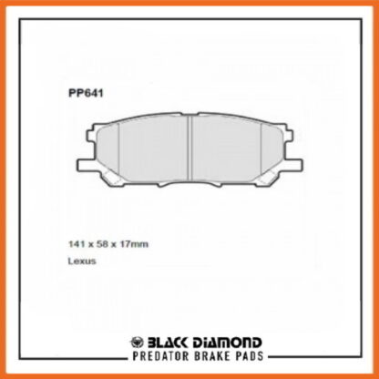 Lexus RX500 (03 ->>) 3.5 Front Black Diamond brake Pads PP641 - Afbeelding 2