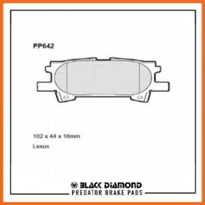 Lexus RX350  (03 ->>) 3.3 V6 4x4  GSU35 Rear Black Diamond brake Pads PP642 - Afbeelding 2