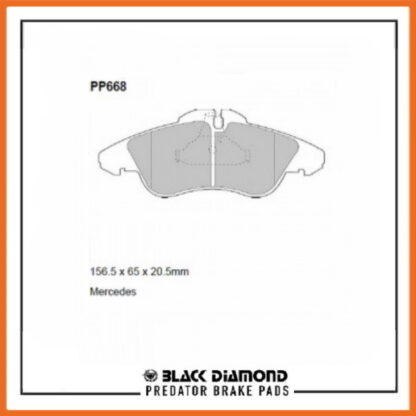 Mercedes Vito  (V-Class) 95-8/03 (95->3/99) 108D  2.3 Diesel  Fitted Vented Disc Front Black Diamond brake Pads PP668 - Afbeelding 2