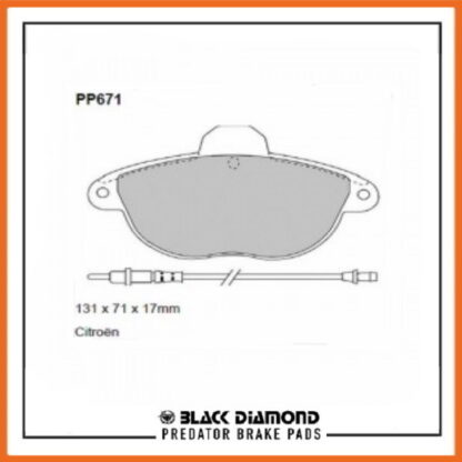 Citroen Xantia  (X1/X2) (11/98->01) 2.0 Turbo Front Black Diamond brake Pads PP671 - Afbeelding 2