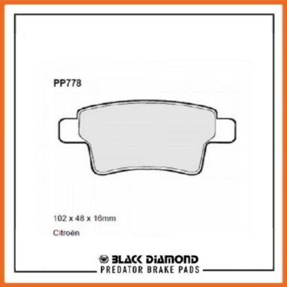 Citroen C4 Picasso (2/07 ->>) All Models Rear Black Diamond brake Pads PP778 - Afbeelding 2