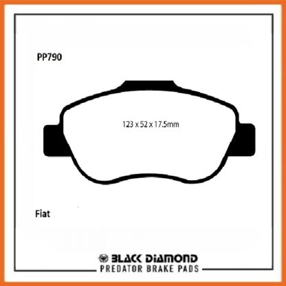 Fiat Panda  (03 ->) (9/03 ->>) 1.3 D Multijet Front Black Diamond brake Pads PP790 - Afbeelding 2