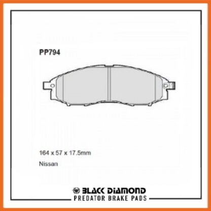 Nissan Navara (3/01->3/02) 2.5 Di Turbo Diesel 4WD  D22 /102 BHP Front Black Diamond brake Pads PP794 - Afbeelding 2