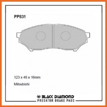 Mitsubishi Pajero Pinin  (12/99 ->>) 1.8 16v Front Black Diamond brake Pads PP831 - Afbeelding 2