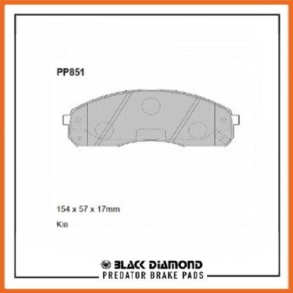 Kia Sedona  Mk 2 (Carnival) (7/01->11/03) 2.9 TD  2 piston caliper Front Black Diamond brake Pads PP851 - Afbeelding 2