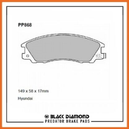 Hyundai Terracan (12/01 ->>) 2.5 TD Front Black Diamond brake Pads PP868 - Afbeelding 2