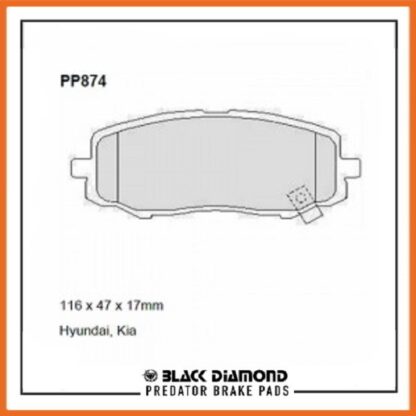 Kia Picanto  (BA)(04-11) (04 ->>) 1.0 Front Black Diamond brake Pads PP874 - Afbeelding 2