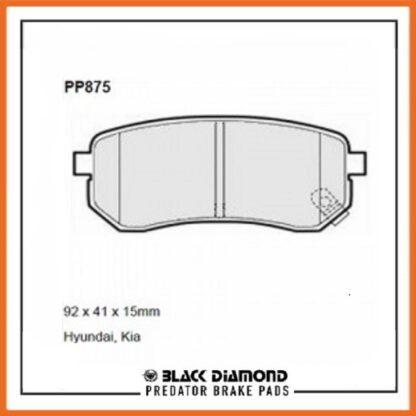 Kia Picanto  (BA)(04-11) (04 ->>) All Models Rear Black Diamond brake Pads PP875 - Afbeelding 2