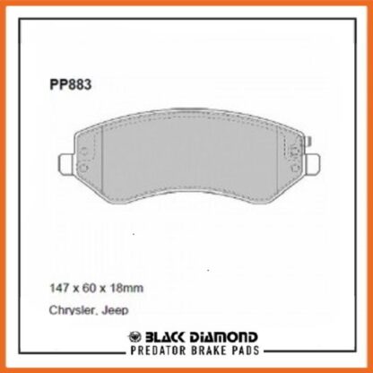 Chrysler Grand Voyager  (4/01-5/08) (4/01->5/08) 2.4 16v  15in Wheels Front Black Diamond brake Pads PP883 - Afbeelding 2